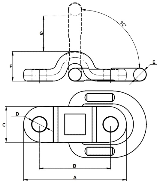 Zeichnung: Anschlagpunkt Güteklasse 8