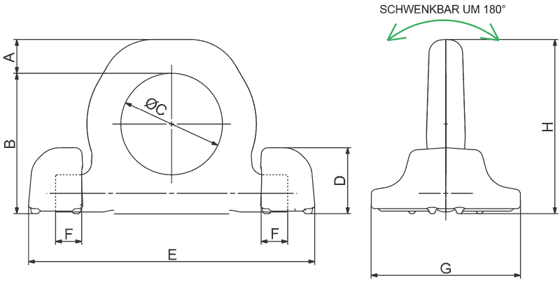 Zeichnung: Anschlagringbock Güteklasse 10 (mit WLL gestempelt)