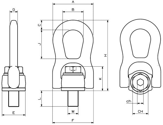 Zeichnung: Anschlagwirbel mit Gelenk Güteklasse 10