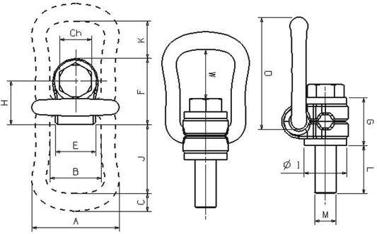Zeichnung: Anschlagwirbel mit Spannbügel Güteklasse 10