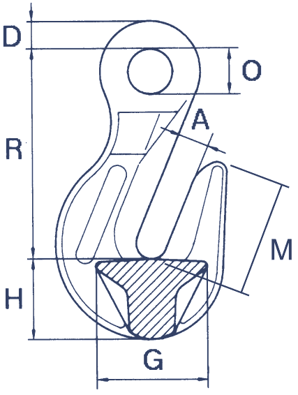 Zeichnung: Verkürzungshaken mit Öse und Sicherung