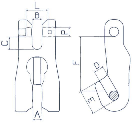 Zeichnung: Verkürzungsklaue ohne Sicherung