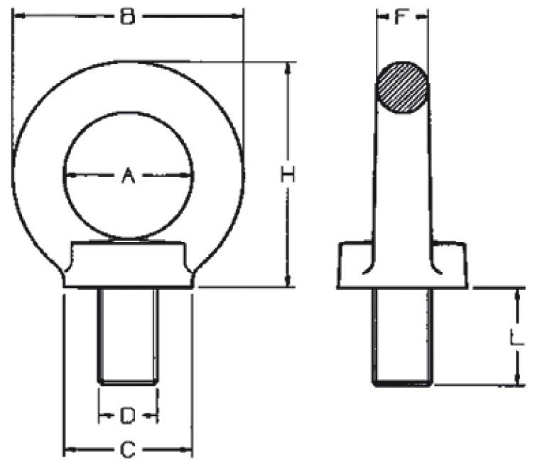 Zeichnung: Ringschraube variabel Güteklasse 8