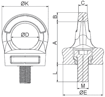 Zeichnung: Ringschraube variabel Güteklasse 10