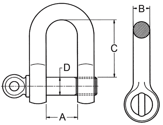 Zeichnung: Schäkel gerade mit Augbolzen