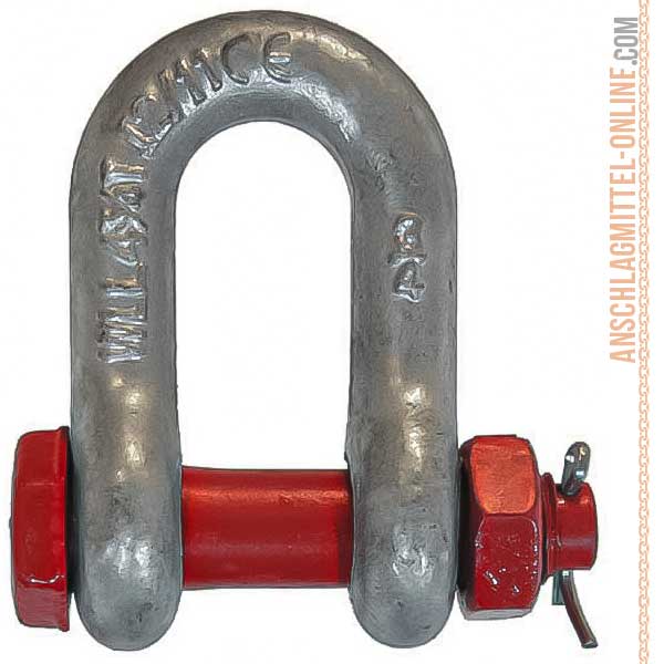 Schäkel gerade, mit Mutter und Splint