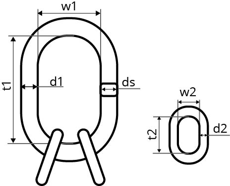 Zeichnung Aufhängering für 1- und 2-Strang Kettengehänge