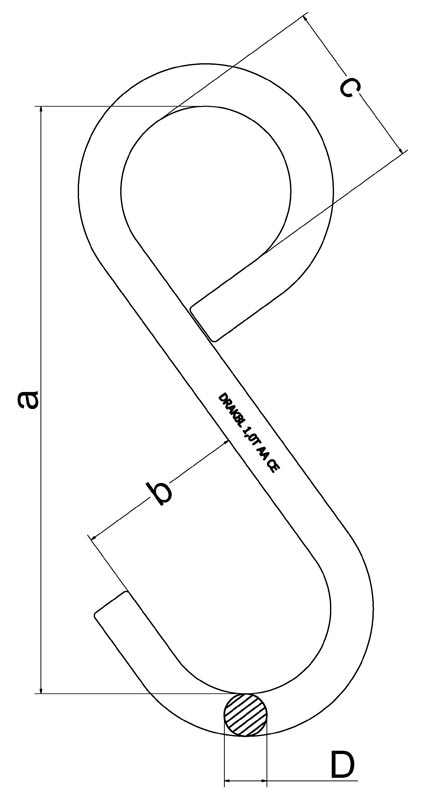 Zeichnung: Hochfeste S-Haken, geschlossene Form - lang