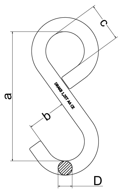 Zeichnung: Hochfeste S-Haken, geschlossene Form - Standard