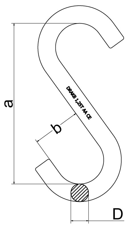 Zeichnung: Hochfeste S-Haken, offene Form - Standard