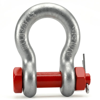 High-strength shackle, curved shape, with nut and cotter pin